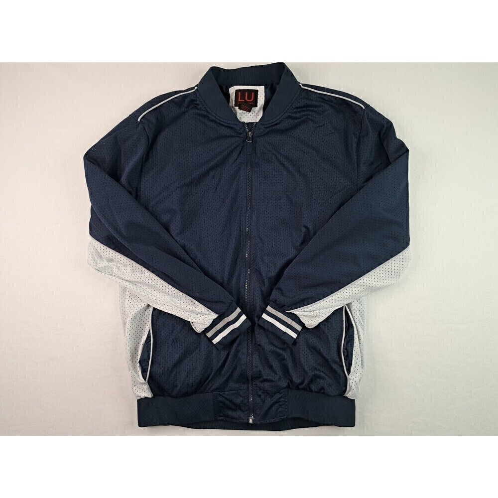 Linea Uomo Men's Size XL Jersey Track Jacket Navy Blue